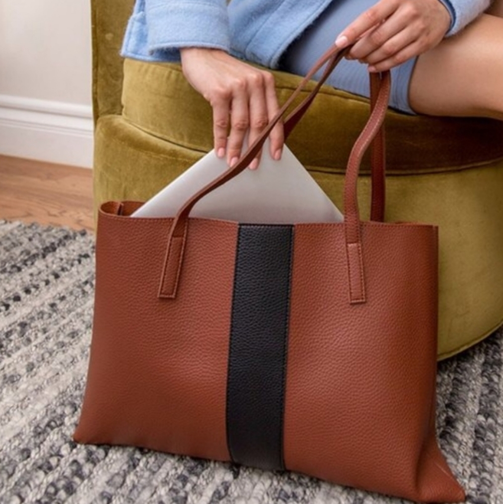 Vince Camuto Brown, Black Leather Tote